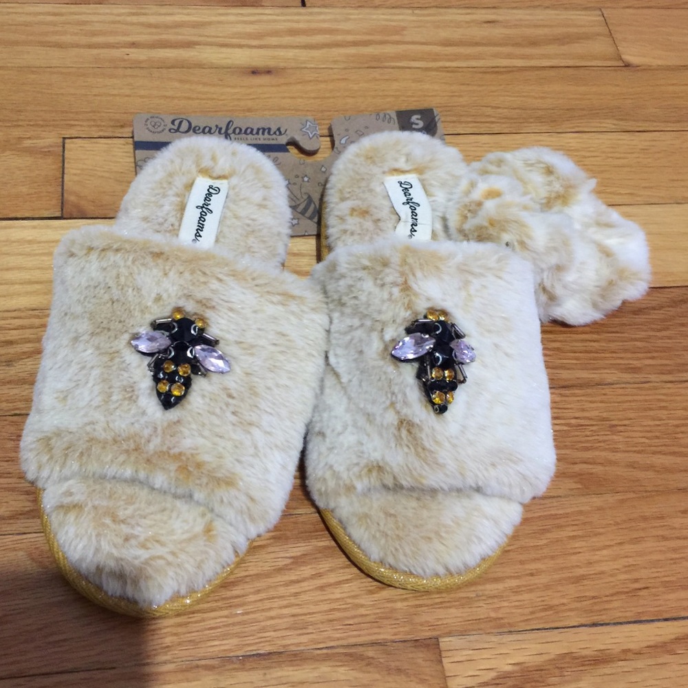 Dearfoams memory foam sleepers sz S 5/6 + hair tie